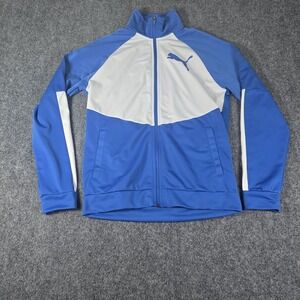 PUMA Mens Contrast 2.0 Colorblocked Logo Print Track Jacket‎ Blue Size Small S